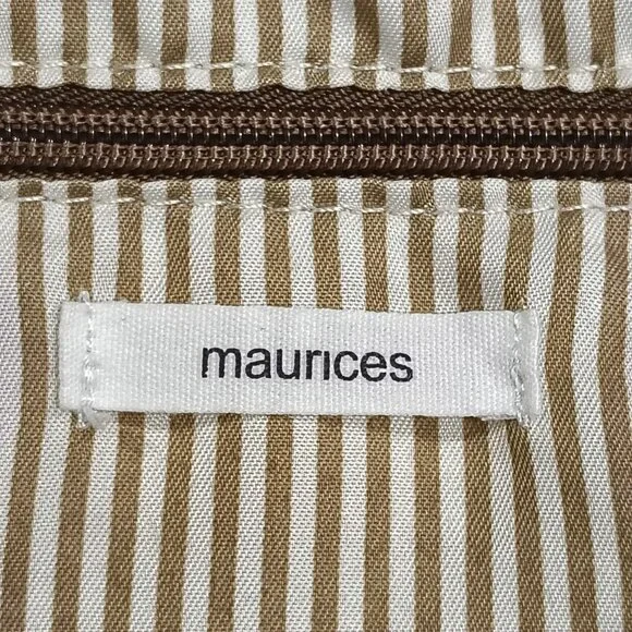 Maurices Plaid Flannel Tote Bag Button Closure Front Pocket Striped Lining - Picture 7 of 16